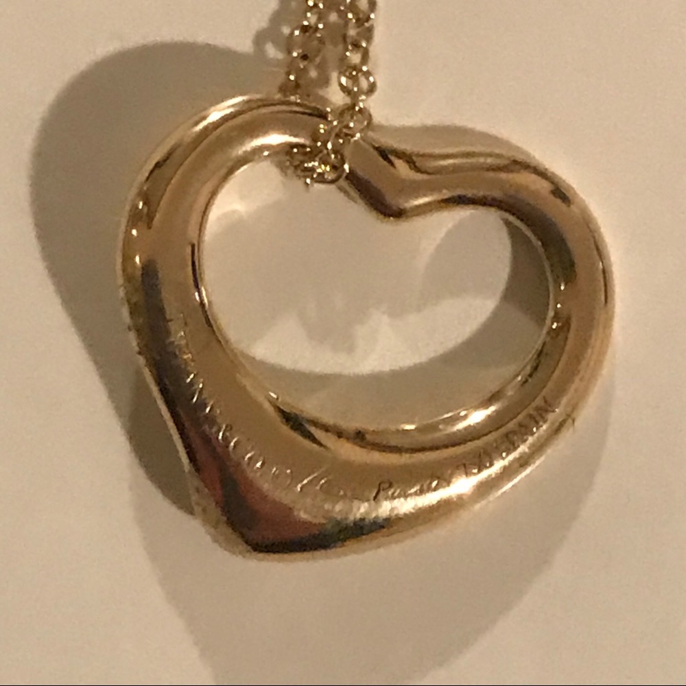 TIFFANY & CO. Elsa Peretti 16mm Open Heart Pendant Necklace 16” - Picture 8 of 8